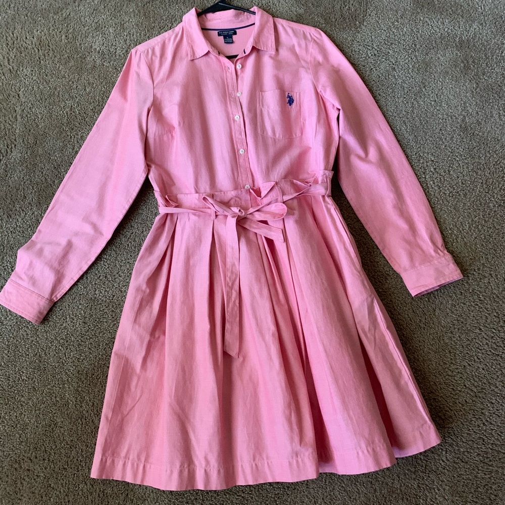 Pink shirt dress